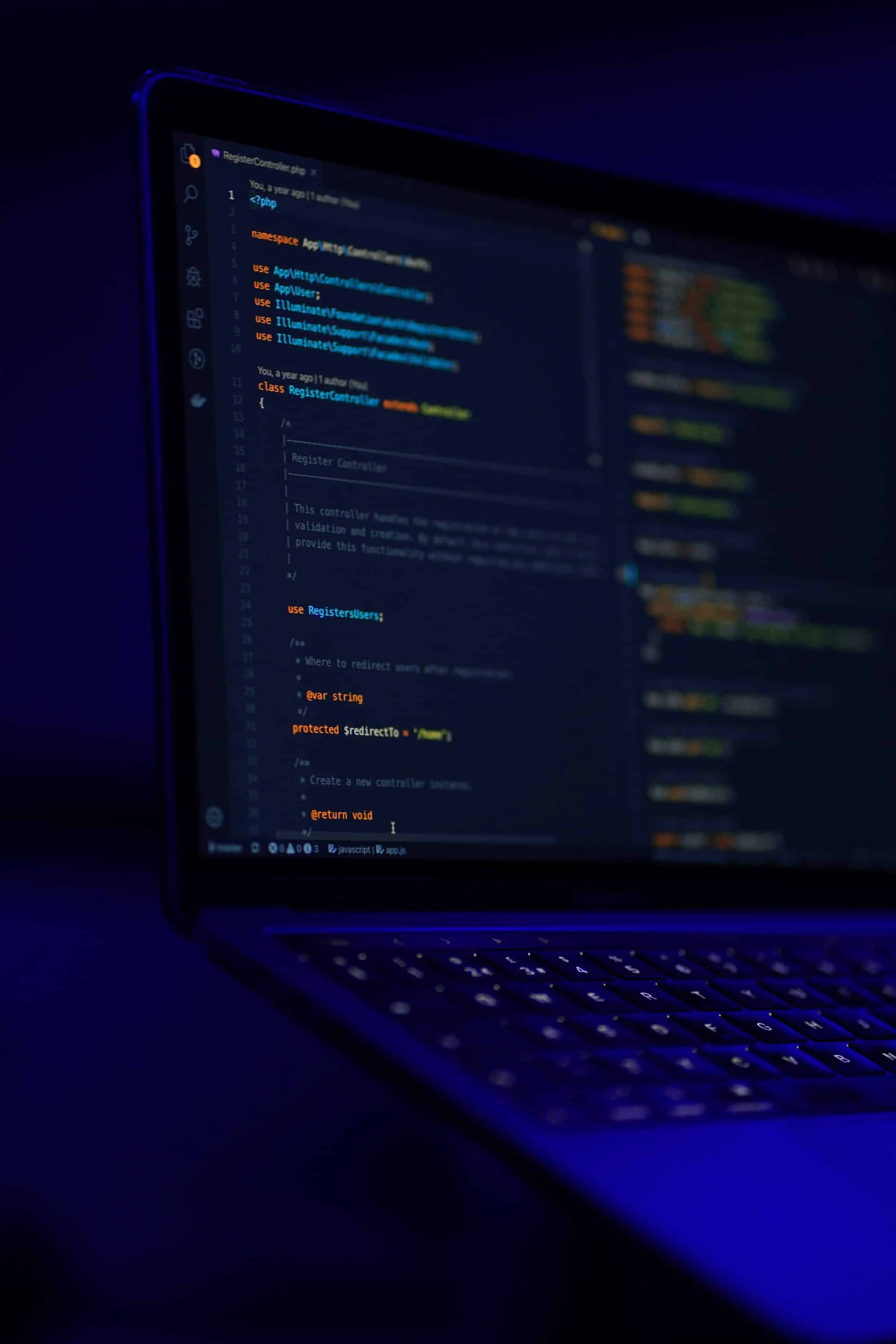 Coding on screen for innovative digital solutions
